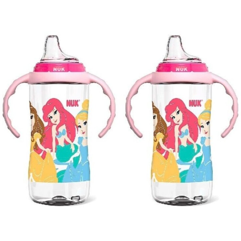 NUK Learner Transition Disney Princess 2 Pack Sippy Cup w/Removable Handles 10oz